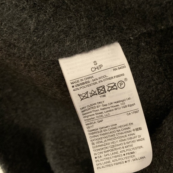 GAP Charcoal and Black Wool Blend Coat - Picture 5 of 6